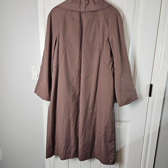 Vintage Rose Pink Trench Coat Womens Size XL Long 80s Retro Barbie Glam Rock - Picture 4 of 12